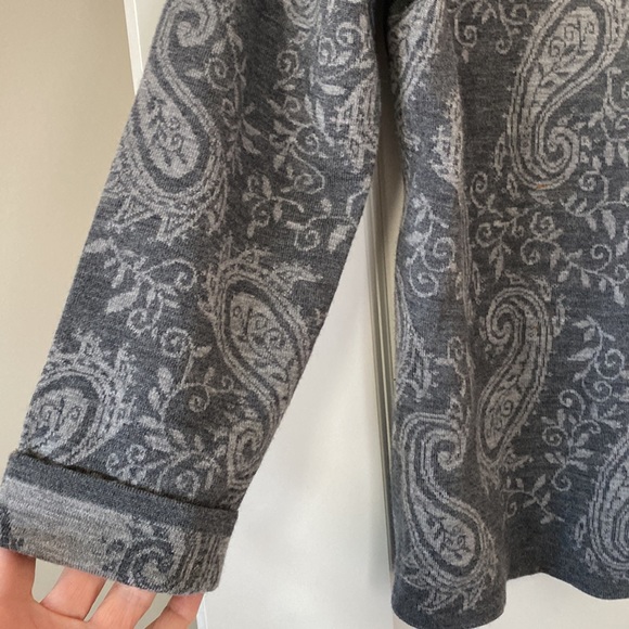 Pendleton Reversible Paisley Gray Cardigan Sweater w Collar - Picture 5 of 11